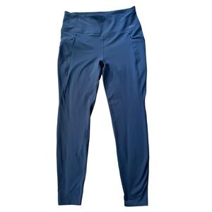Eddie Bauer Leggings Womens L Navy Blue Trail High Rise Pockets Athletic Hiking